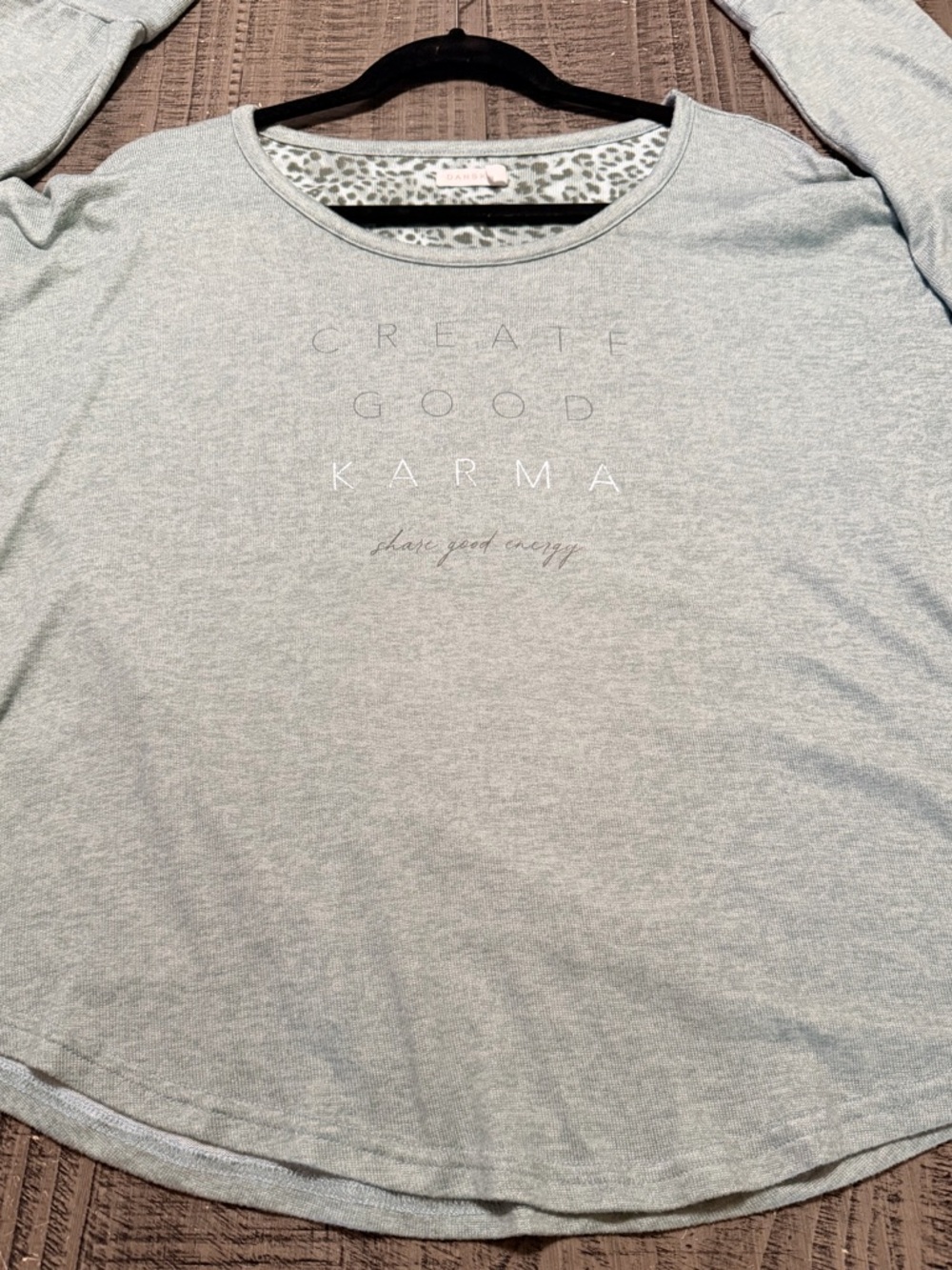 Danskin Light Gray 'Create Good Karma' Long Sleeve Super Soft Tee